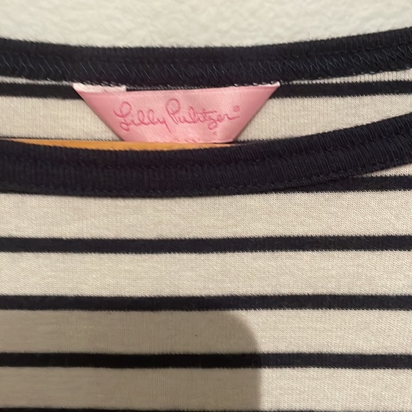 Lilly Pulitzer Top White & Navy Striped 3/4 Sleeves Size L - Picture 6 of 12